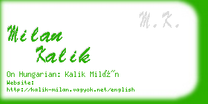 milan kalik business card